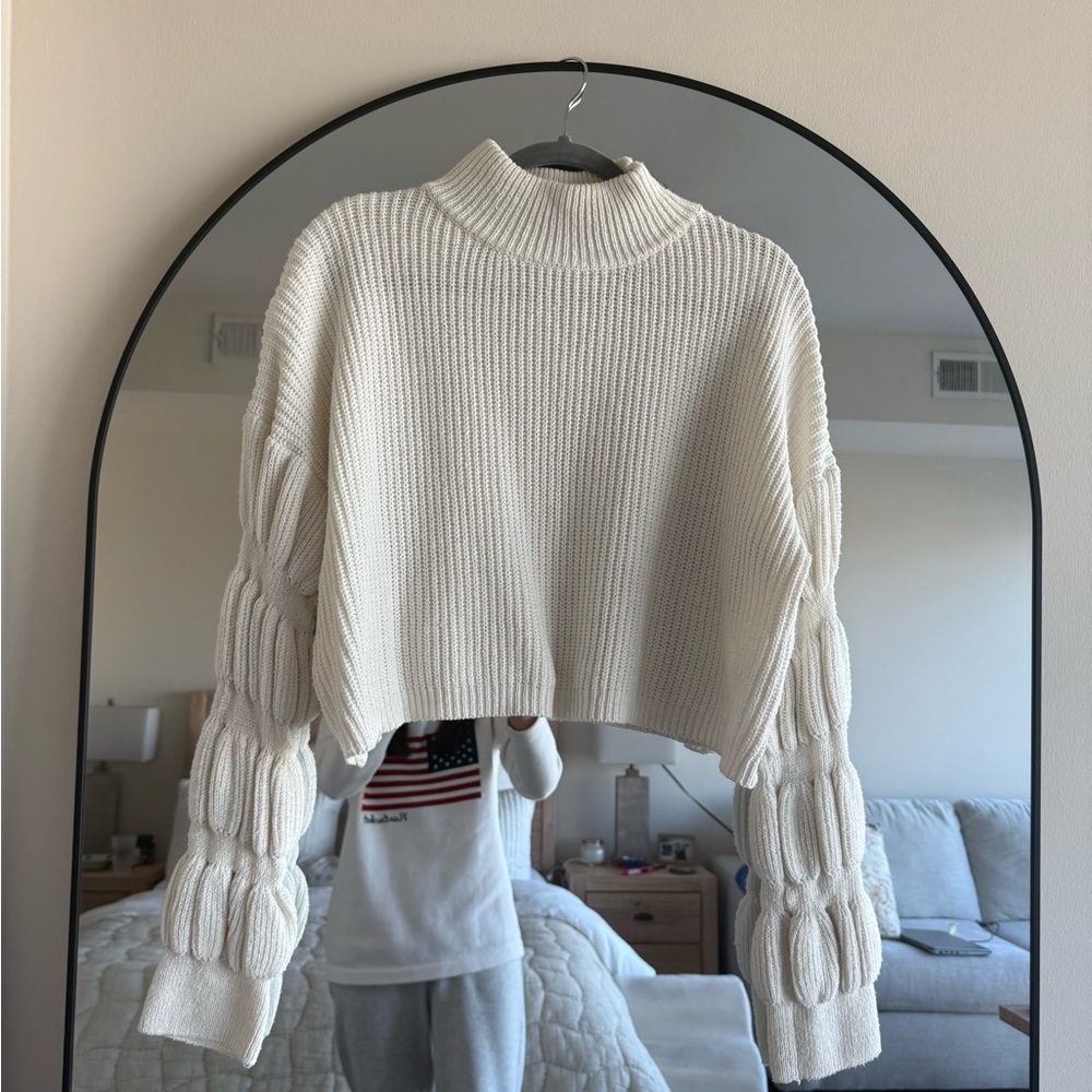 White Mock Neck Sweater